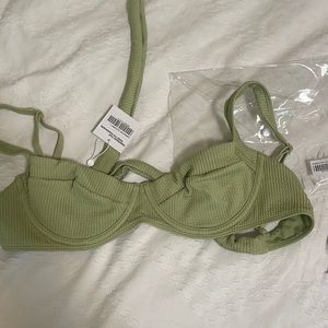 Brand new Monday Swimwear olive green - sorrento top (L) and Byron bottom (M)